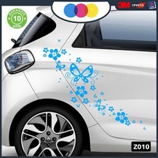 ADESIVI PER AUTO - FIORI E FARFALLE- AUTO MACCHINA - NOVITà!! auto moto camper, stickers, decal (CELESTE)