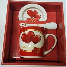 TAZZA I LOVE YOU compreso piattino e cucchiaino - per anniversario/regalo di San Valentino TAZZA I LOVE YOU compreso piattino e cucchiaino - per anniversario/regalo di San Valentino