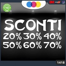 Vetrofanie - SCONTI - 20%-30%-40%-50%-60%-70% (BIANCO) ADESIVI VETRINE NEGOZI - Vetrine negozi per saldi, stickers, adesivi Cod.1418 Vetrofanie - SCONTI - 20%-30%-40%-50%-60%-70% (BIANCO) ADESIVI VETRINE NEGOZI - Vetrine negozi per saldi, stickers, adesivi Cod.1418