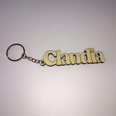 Portachiave in legno con gancio in metallo - personalizzato con nome (Claudia)