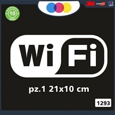 1 Adesivo (BIANCO) "Free Wifi" per bar, club, uffici,vetrine, negozi, ristoranti, salon, stickers, decal Cod.1293-1