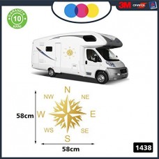 2 Adesivi per Camper - Rosa dei Venti - 57 X 57 CENTIMETRI - adesivi per camper - caravan roulotte - accessori camper, stickers, decal - PER CAMPER, FURGONI E VAN - - Cod. 1438 (ORO)