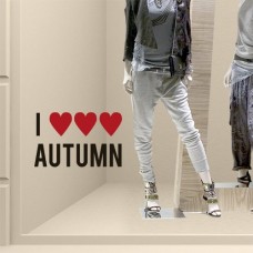 VSD0488 Adesivi Murali - I love autumn - Misure 40x25 cm - rosso e nero - Vetrofanie per saldi, vetrine negozi, stickers, adesivi VSD0488 Adesivi Murali - I love autumn - Misure 40x25 cm - rosso e nero - Vetrofanie per saldi, vetrine negozi, stickers, adesivi