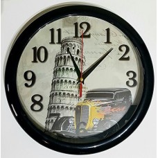OROLOGIO DA PARETE TORRE DI PISA ED AUTO PER CUCINA 28 CM OROLOGIO DA PARETE TORRE DI PISA ED AUTO PER CUCINA 28 CM