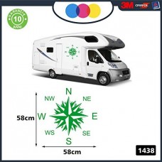 2 Adesivi per Camper - Rosa dei Venti - 57 X 57 CENTIMETRI - adesivi per camper - caravan roulotte - accessori camper, stickers, decal - PER CAMPER, FURGONI E VAN - - Cod. 1438 (VERDE)