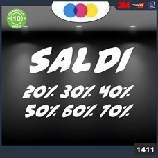 Vetrofanie - SALDI - 20%-30%-40%-50%-60%-70% (BIANCO) ADESIVI VETRINE NEGOZI - Vetrine negozi per saldi, stickers, adesivi Cod.1411 Vetrofanie - SALDI - 20%-30%-40%-50%-60%-70% (BIANCO) ADESIVI VETRINE NEGOZI - Vetrine negozi per saldi, stickers, adesivi Cod.1411