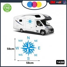 2 Adesivi per Camper - Rosa dei Venti - 57 X 57 CENTIMETRI - adesivi per camper - caravan roulotte - accessori camper, stickers, decal - PER CAMPER, FURGONI E VAN - - Cod. 1438 (CELESTE)