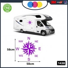 2 Adesivi per Camper - Rosa dei Venti - 57 X 57 CENTIMETRI - adesivi per camper - caravan roulotte - accessori camper, stickers, decal - PER CAMPER, FURGONI E VAN - - Cod. 1438 (VIOLA)