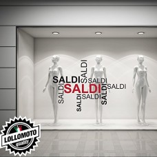 Adesivo Scritte Saldi Vetrofanie Allestimento Vetrine Stickers Design Decal Intagliati - Nero Lucido
