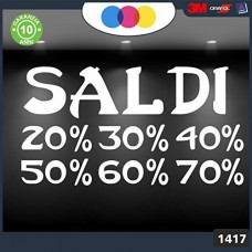 Vetrofanie - SALDI - 20%-30%-40%-50%-60%-70% (BIANCO) ADESIVI VETRINE NEGOZI - Vetrine negozi per saldi, stickers, adesivi Cod.1417 Vetrofanie - SALDI - 20%-30%-40%-50%-60%-70% (BIANCO) ADESIVI VETRINE NEGOZI - Vetrine negozi per saldi, stickers, adesivi Cod.1417